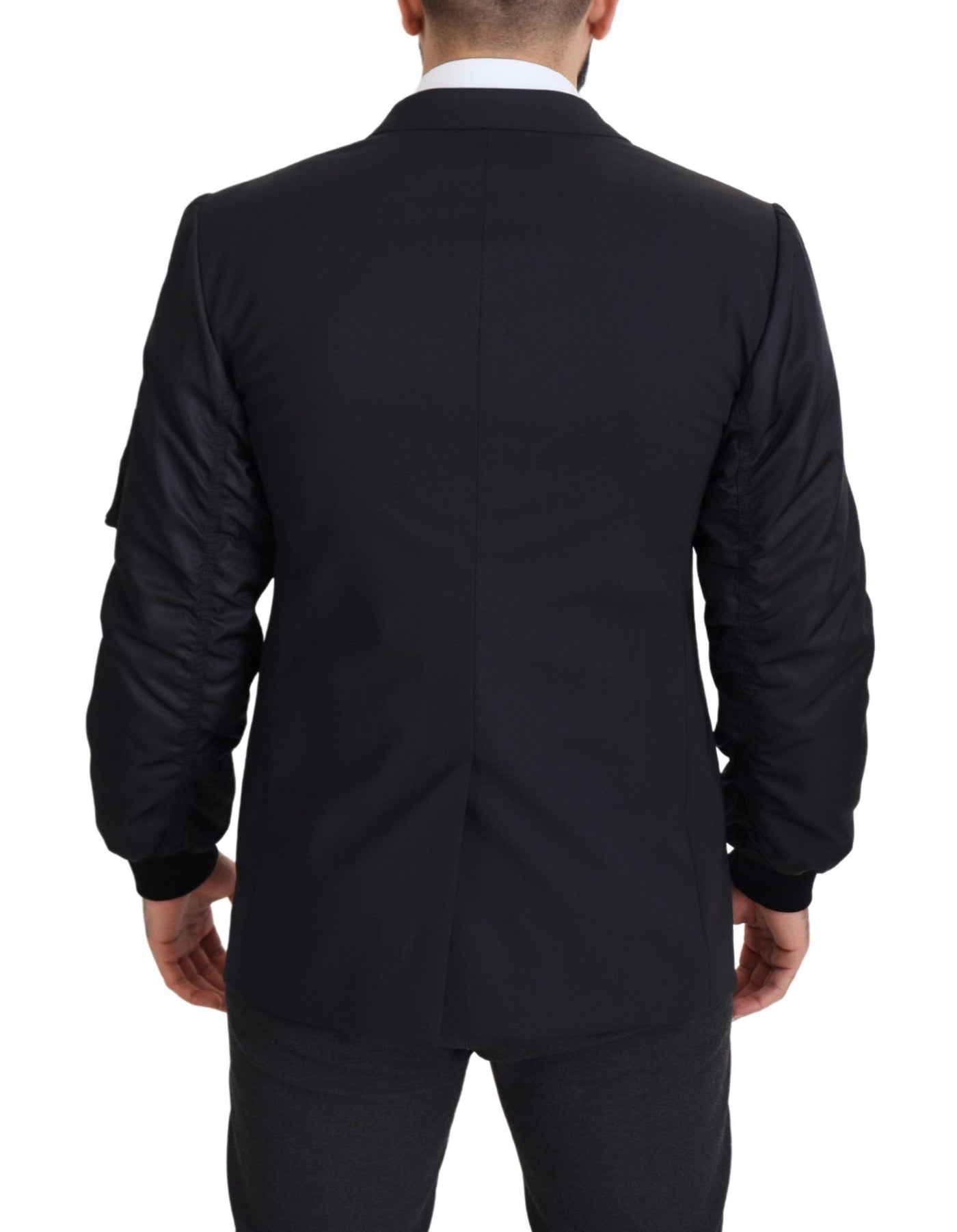 Dolce & Gabbana Schwarze Jacke mit langen Ärmeln und durchgehendem Reißverschluss aus Wolle
