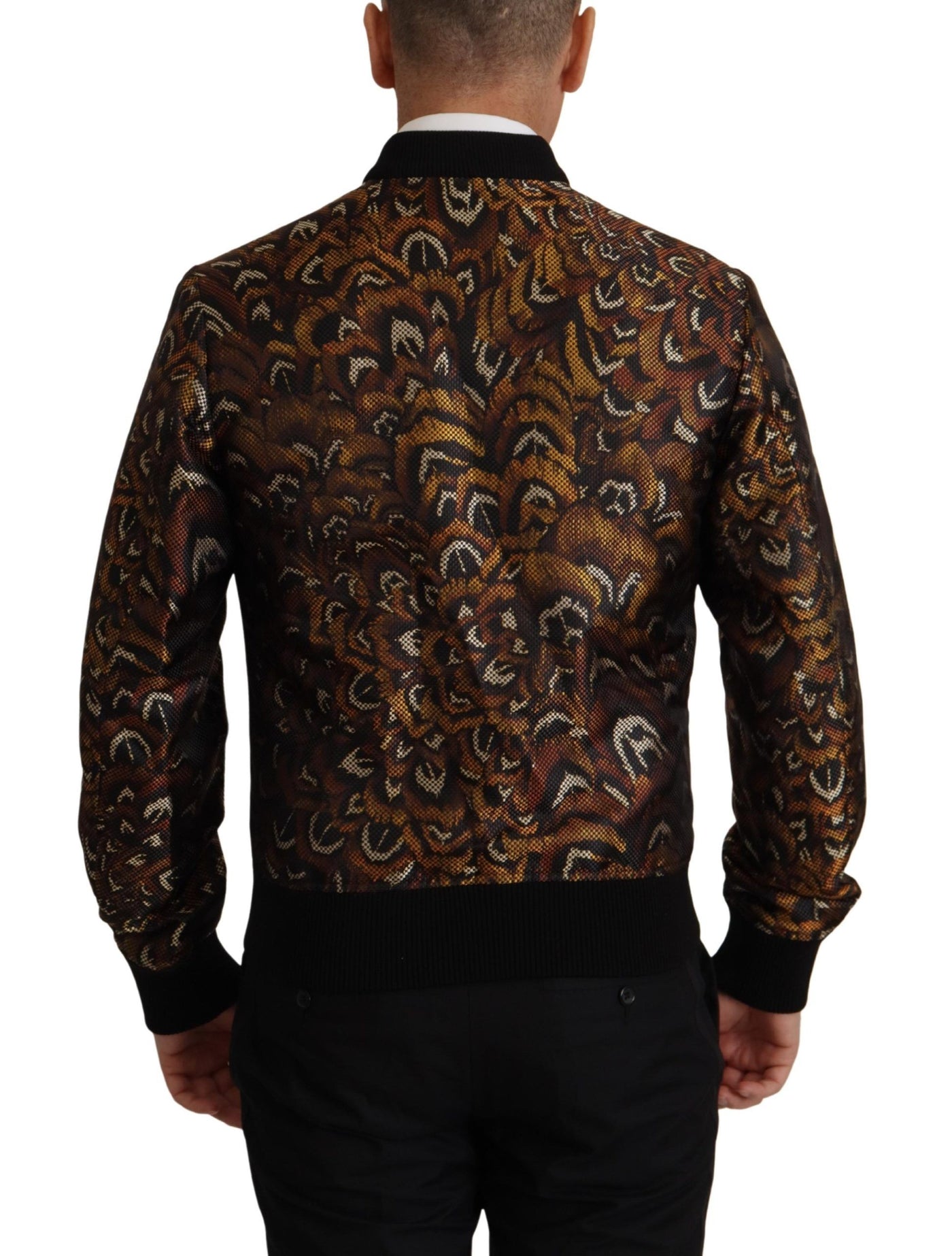 Dolce & Gabbana Braune Feder Blousonjacke mit durchgehendem Reißverschluss