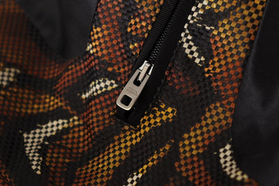 Dolce & Gabbana Braune Feder Blousonjacke mit durchgehendem Reißverschluss