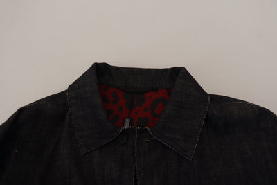 Dolce & Gabbana Schwarze Baumwoll-Denimjacke mit Knopfleiste