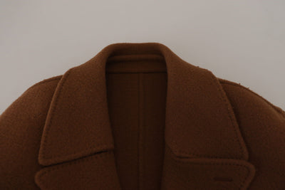 Dolce & Gabbana Brauner Nylonmantel Zweireiher Jacke