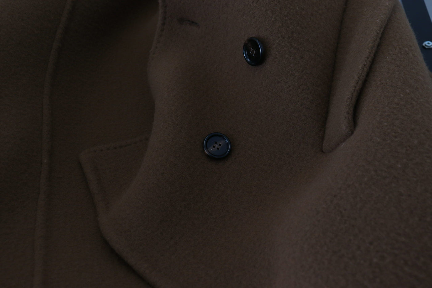 Dolce & Gabbana Brauner Nylonmantel Zweireiher Jacke