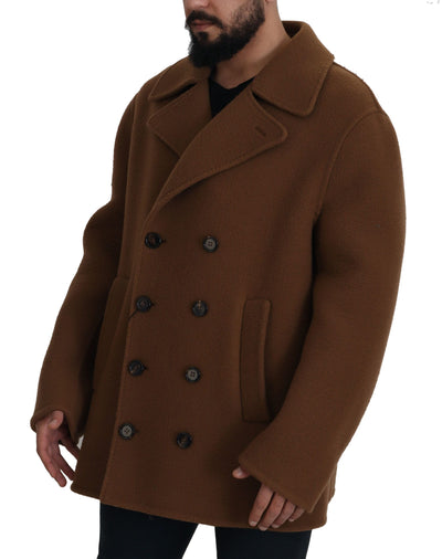 Dolce & Gabbana Brauner Nylonmantel Zweireiher Jacke