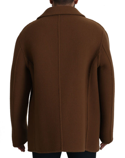 Dolce & Gabbana Brauner Nylonmantel Zweireiher Jacke