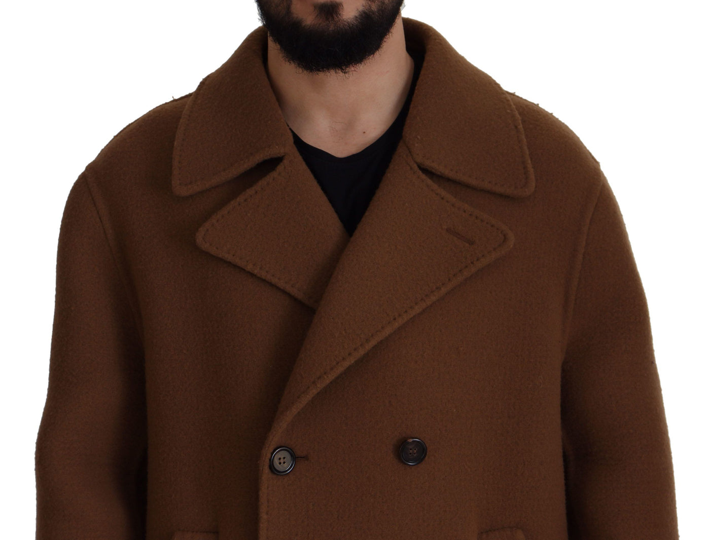 Dolce & Gabbana Brauner Nylonmantel Zweireiher Jacke