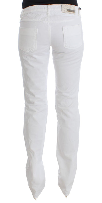 Costume National Weiße Slim Fit Denim Bootcut Jeans aus Baumwolle
