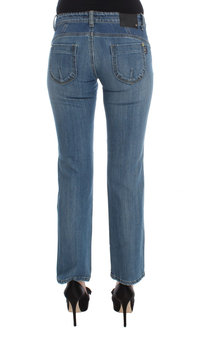 Costume National Blaue Slim Fit Cropped Jeans aus Baumwolle