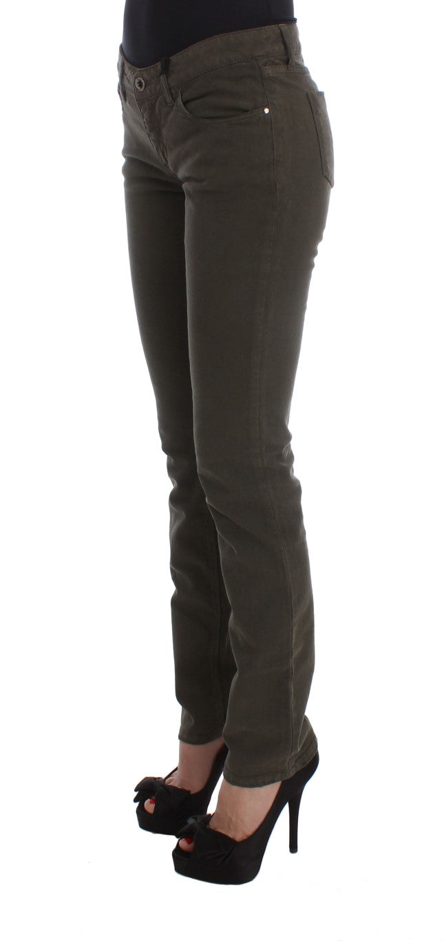 Costume National Grüne Slim Fit Jeans aus Baumwollmischung