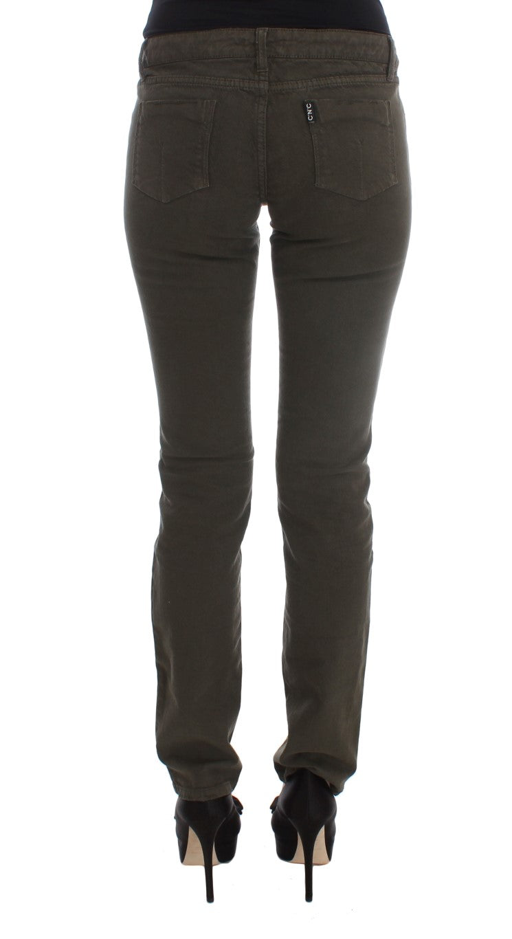 Costume National Grüne Slim Fit Jeans aus Baumwollmischung