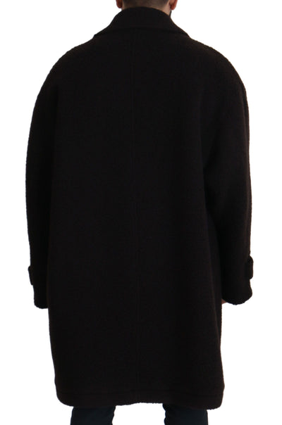 Dolce & Gabbana Schwarzer Alpaka Button Down Trenchcoat Jacke