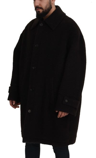 Dolce & Gabbana Schwarzer Alpaka Button Down Trenchcoat Jacke