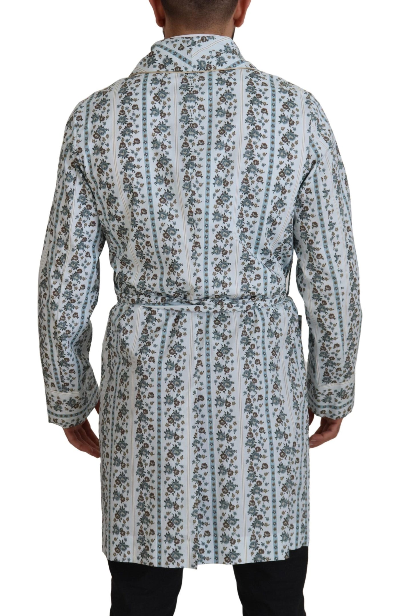 Dolce & Gabbana Blauer geblümter Bademantel aus Baumwolle Jacke