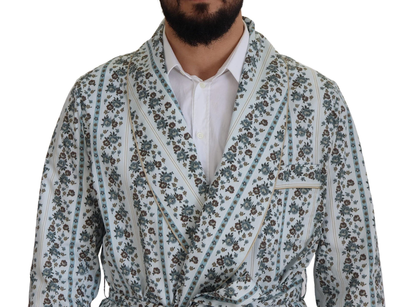 Dolce & Gabbana Blauer geblümter Bademantel aus Baumwolle Jacke