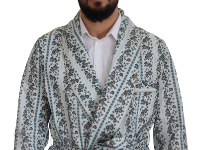 Dolce & Gabbana Blauer geblümter Bademantel aus Baumwolle Jacke