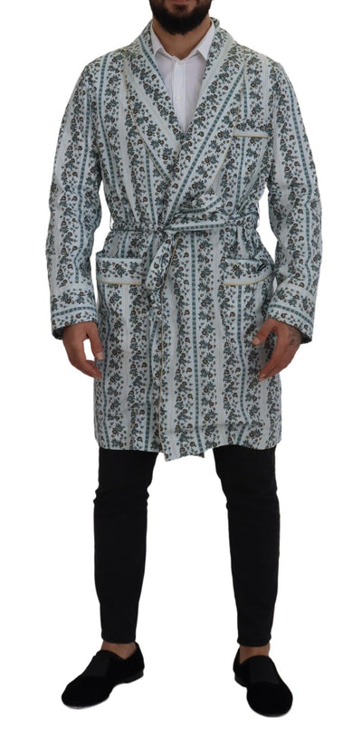 Dolce & Gabbana Blauer geblümter Bademantel aus Baumwolle Jacke