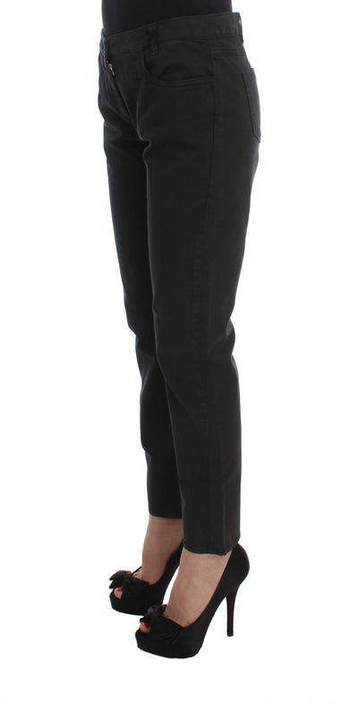 Costume National Schwarze Baumwoll-Capri-Cropped-Denim-Jeans