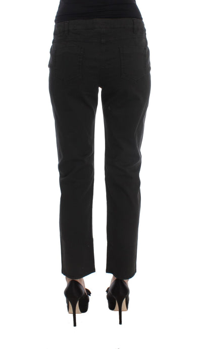 Costume National Schwarze Baumwoll-Capri-Cropped-Denim-Jeans