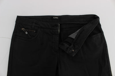 Costume National Schwarze Baumwoll-Capri-Cropped-Denim-Jeans