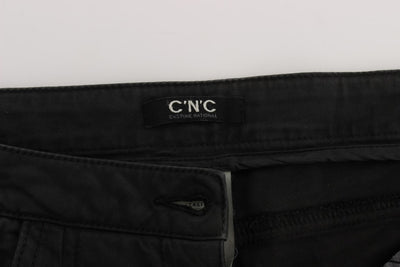 Costume National Schwarze Baumwoll-Capri-Cropped-Denim-Jeans