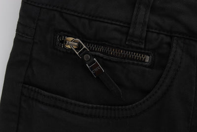Costume National Schwarze Baumwoll-Capri-Cropped-Denim-Jeans