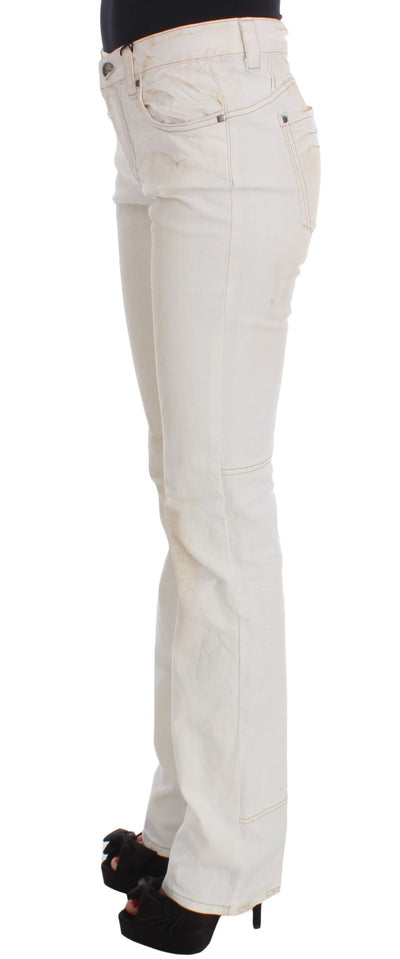 Costume National Weiße Slim Fit Bootcut Jeans aus Baumwolle