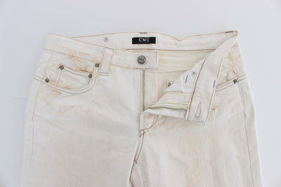 Costume National Weiße Slim Fit Bootcut Jeans aus Baumwolle