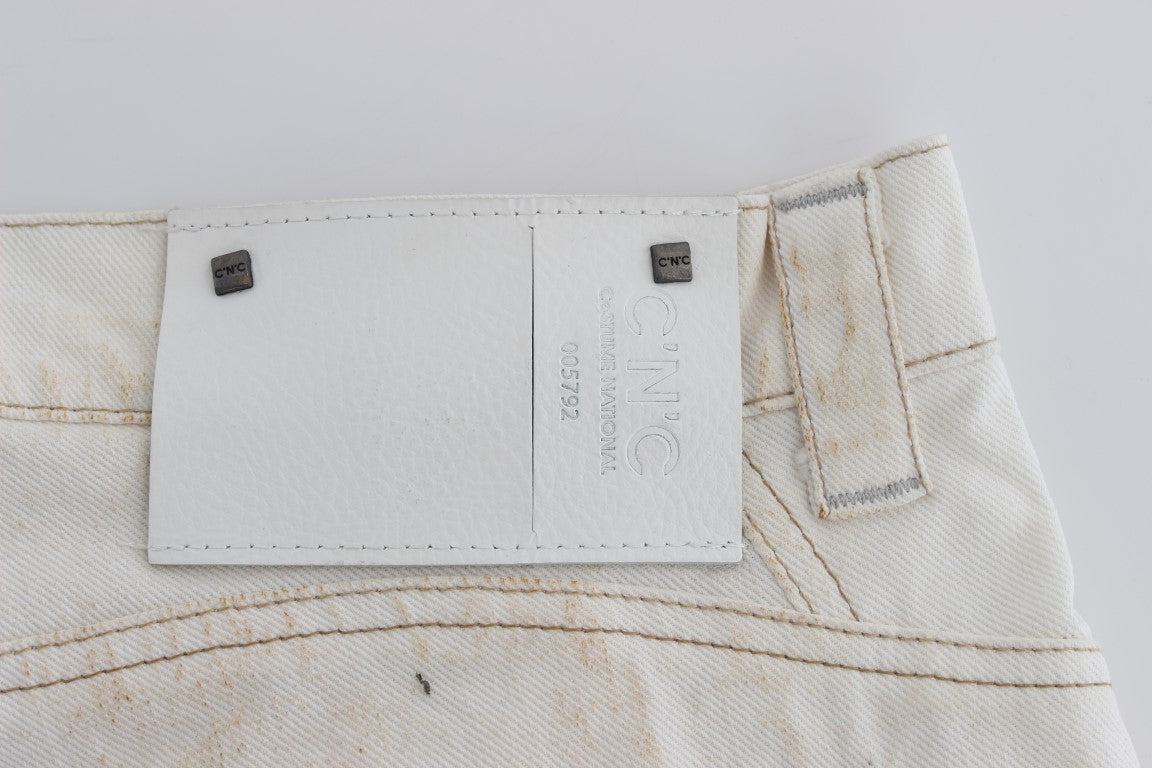 Costume National Weiße Slim Fit Bootcut Jeans aus Baumwolle