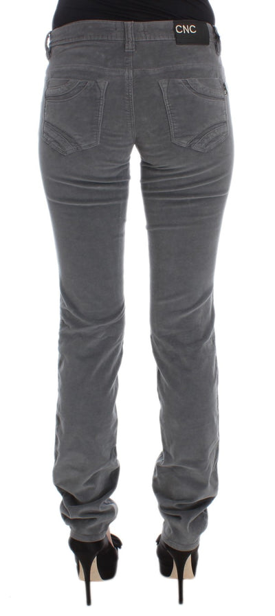 Costume National Graue Baumwolle Super Slim Corduroys Jeans