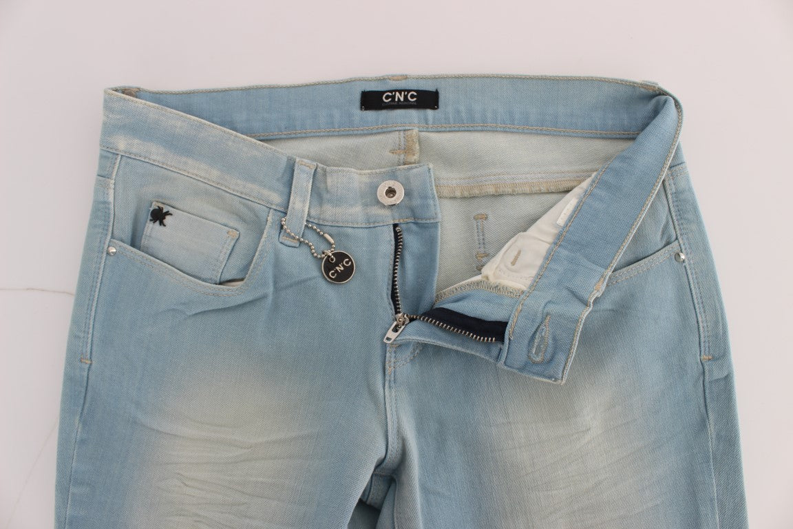 Costume National Blaue Baumwollmischung Super Slim Fit Jeans
