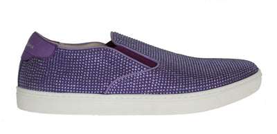 Dolce & Gabbana Lila Strass Canvas Logo Sneakers