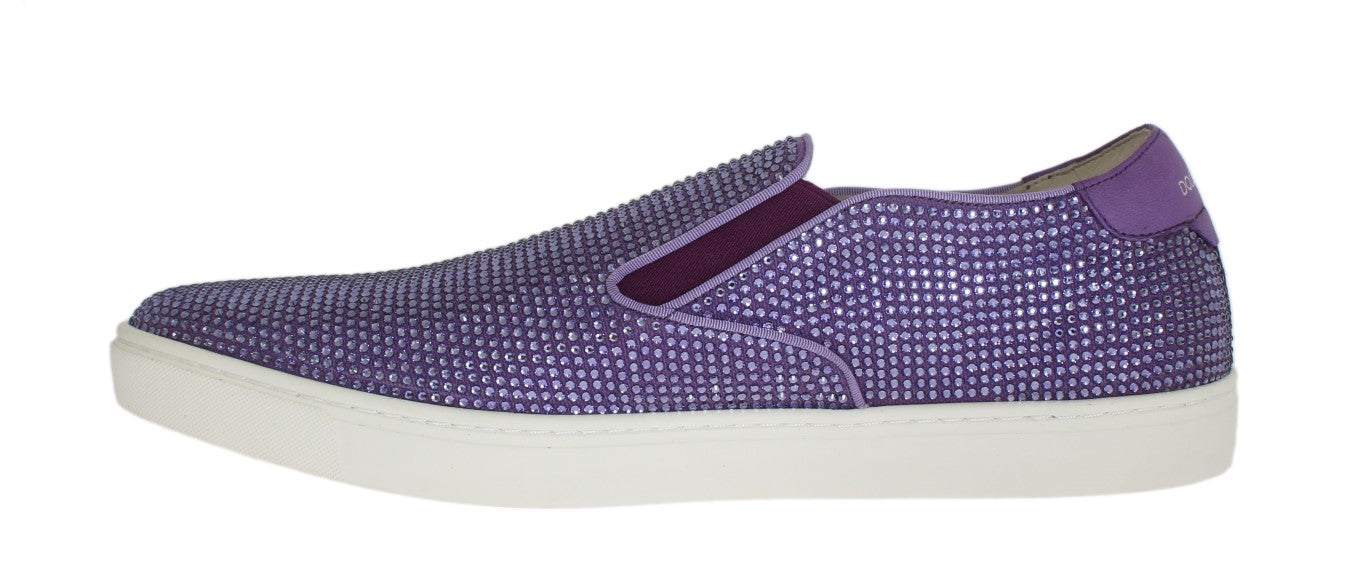 Dolce & Gabbana Lila Strass Canvas Logo Sneakers