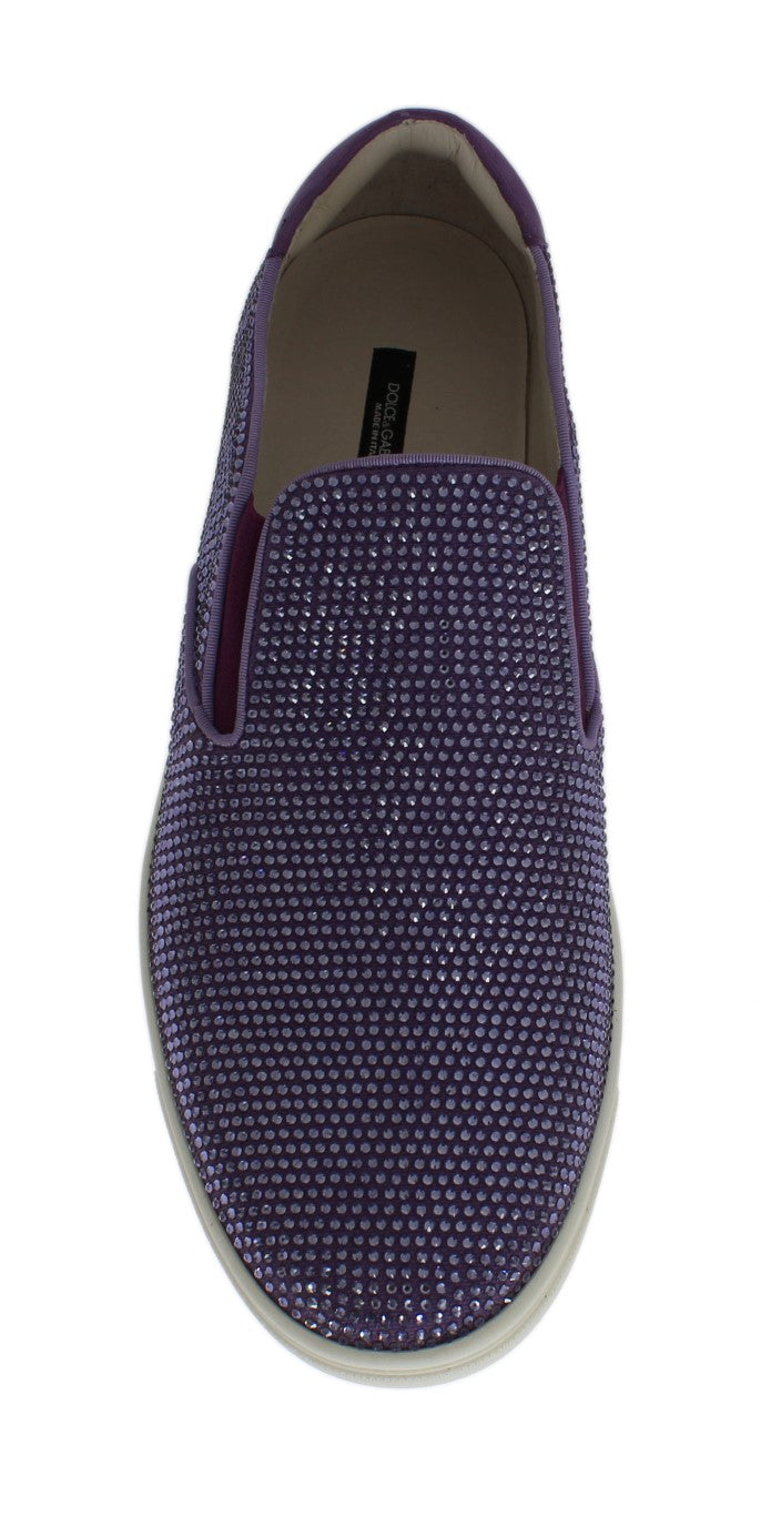 Dolce & Gabbana Lila Strass Canvas Logo Sneakers