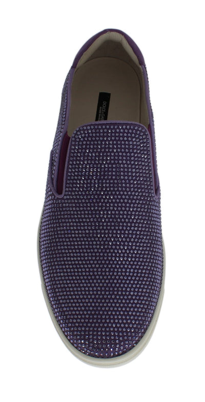 Dolce & Gabbana Lila Strass Canvas Logo Sneakers