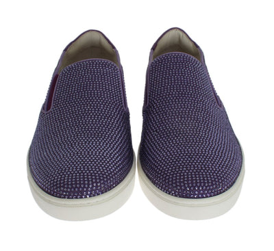 Dolce & Gabbana Lila Strass Canvas Logo Sneakers