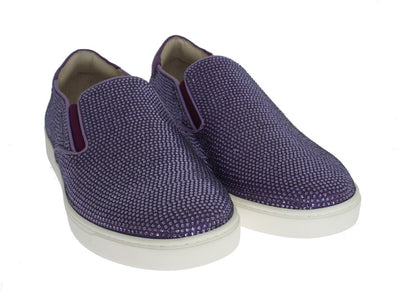 Dolce & Gabbana Lila Strass Canvas Logo Sneakers