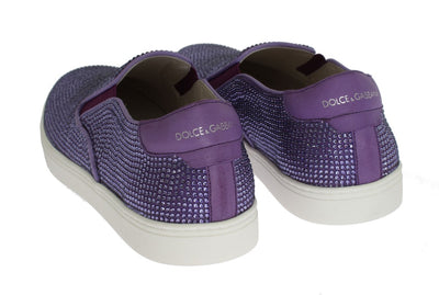 Dolce & Gabbana Lila Strass Canvas Logo Sneakers