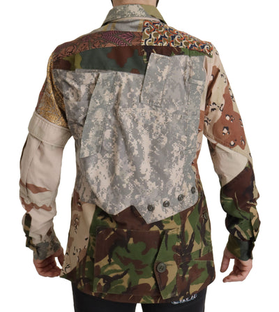 Dolce & Gabbana Multicolor Button Down Patchwork Hemd