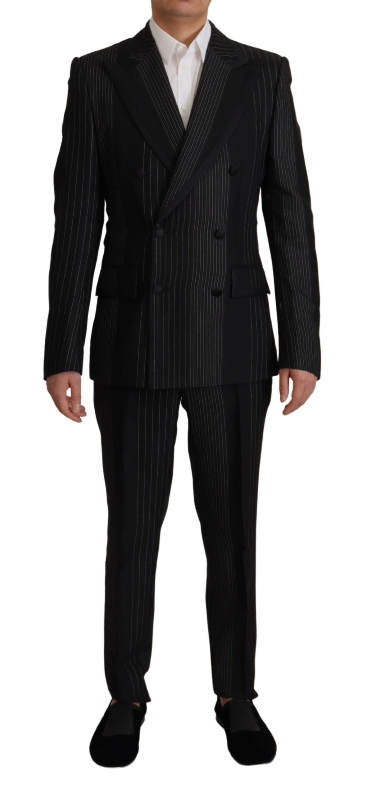 Dolce & Gabbana Schwarz gestreift Rayon Formal 2 Stück Anzug
