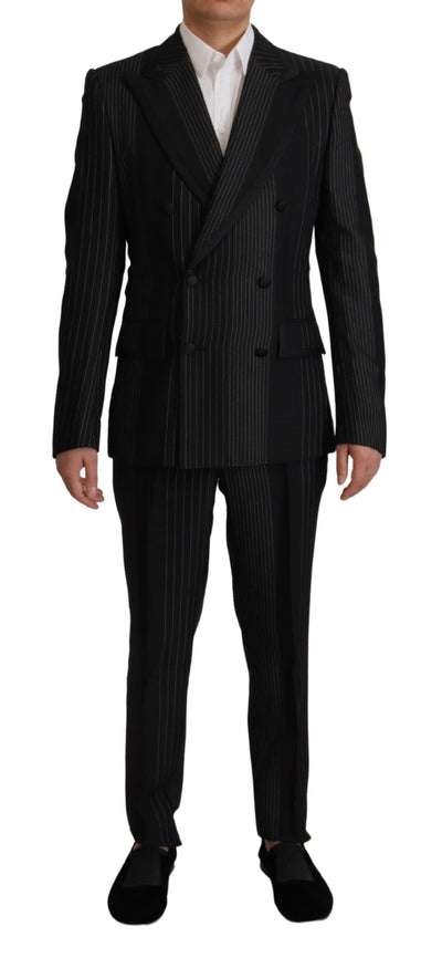 Dolce & Gabbana Schwarz gestreift Rayon Formal 2 Stück Anzug