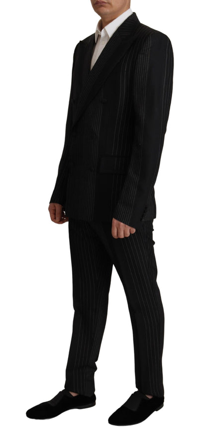 Dolce & Gabbana Schwarz gestreift Rayon Formal 2 Stück Anzug