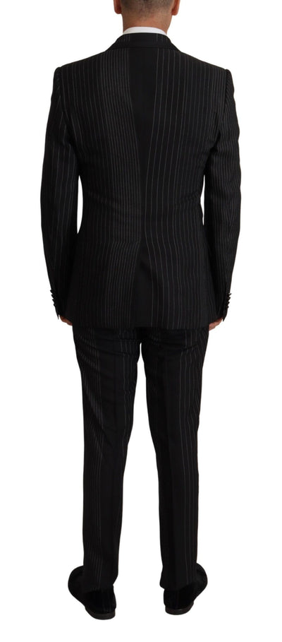 Dolce & Gabbana Schwarz gestreift Rayon Formal 2 Stück Anzug