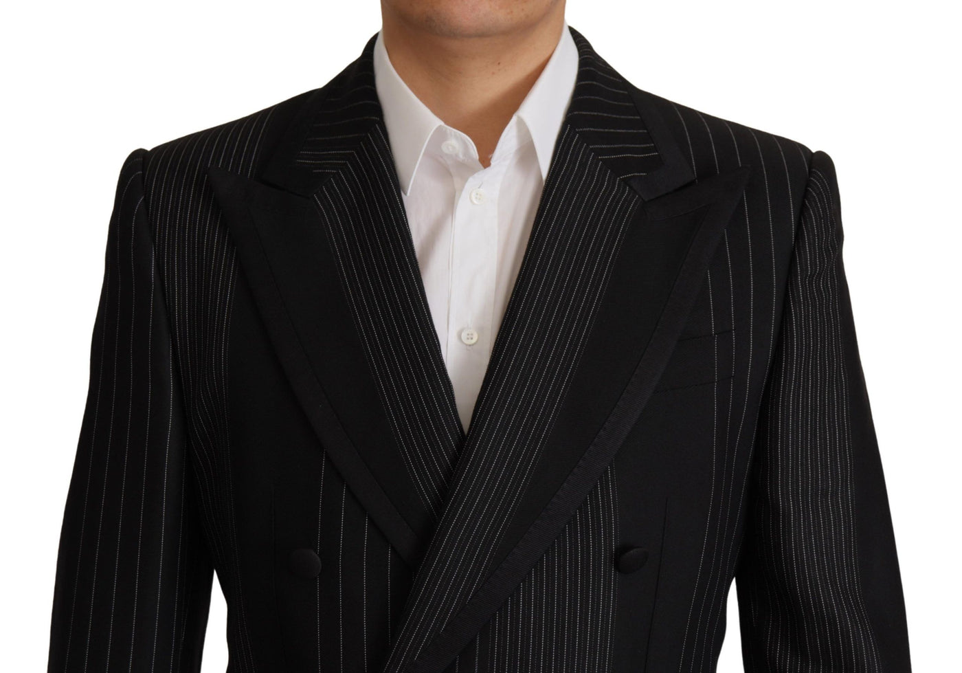 Dolce & Gabbana Schwarz gestreift Rayon Formal 2 Stück Anzug