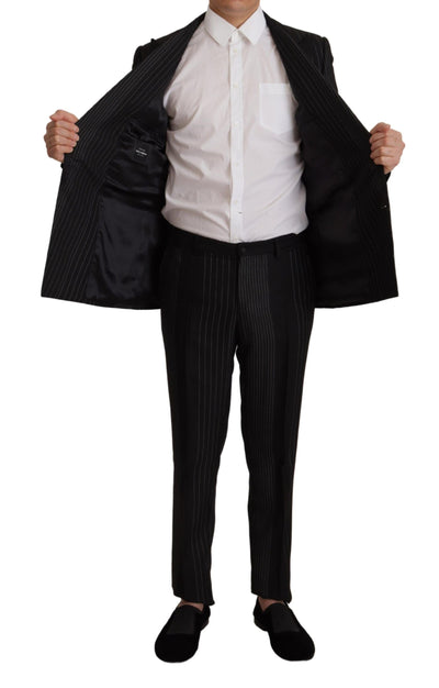 Dolce & Gabbana Schwarz gestreift Rayon Formal 2 Stück Anzug