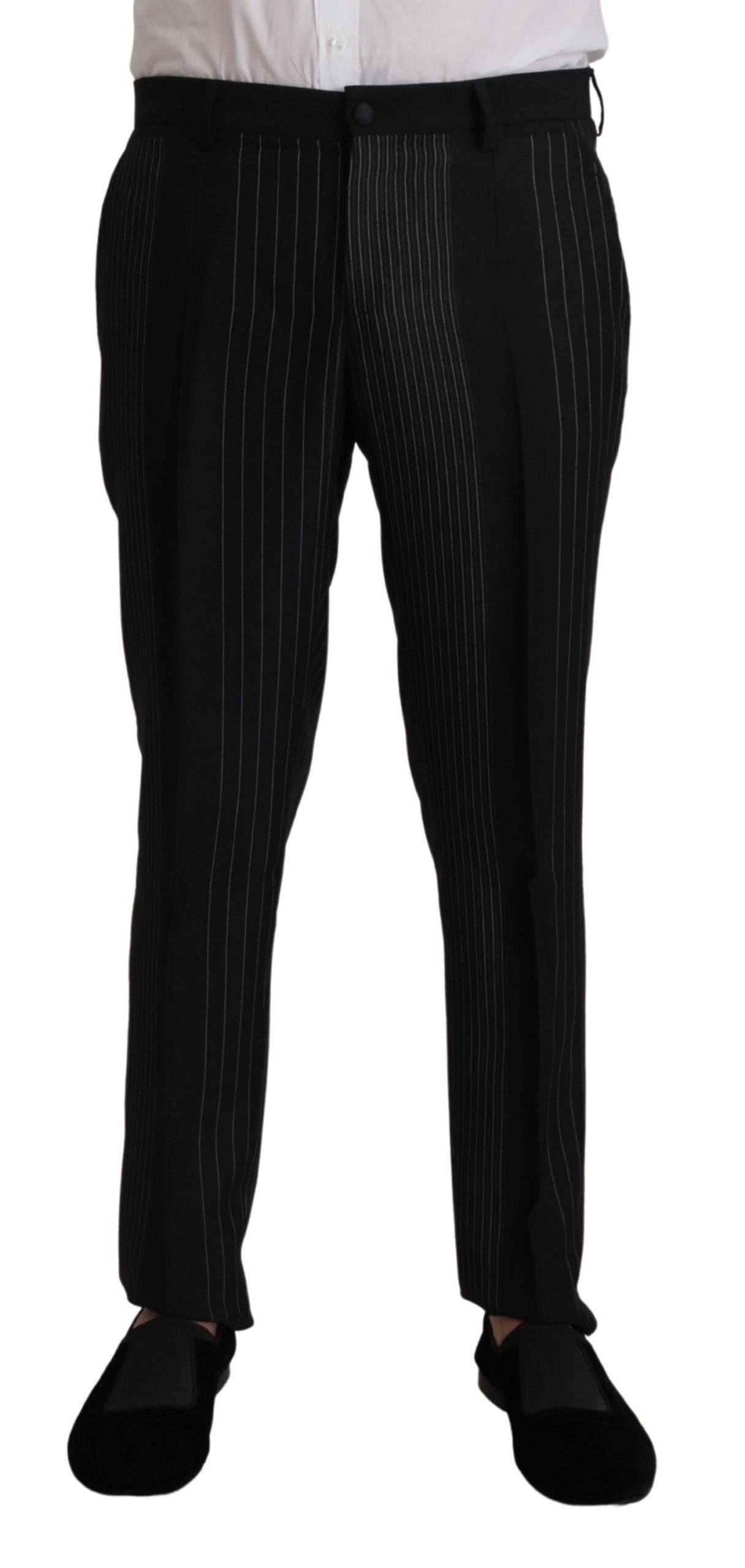 Dolce & Gabbana Schwarz gestreift Rayon Formal 2 Stück Anzug