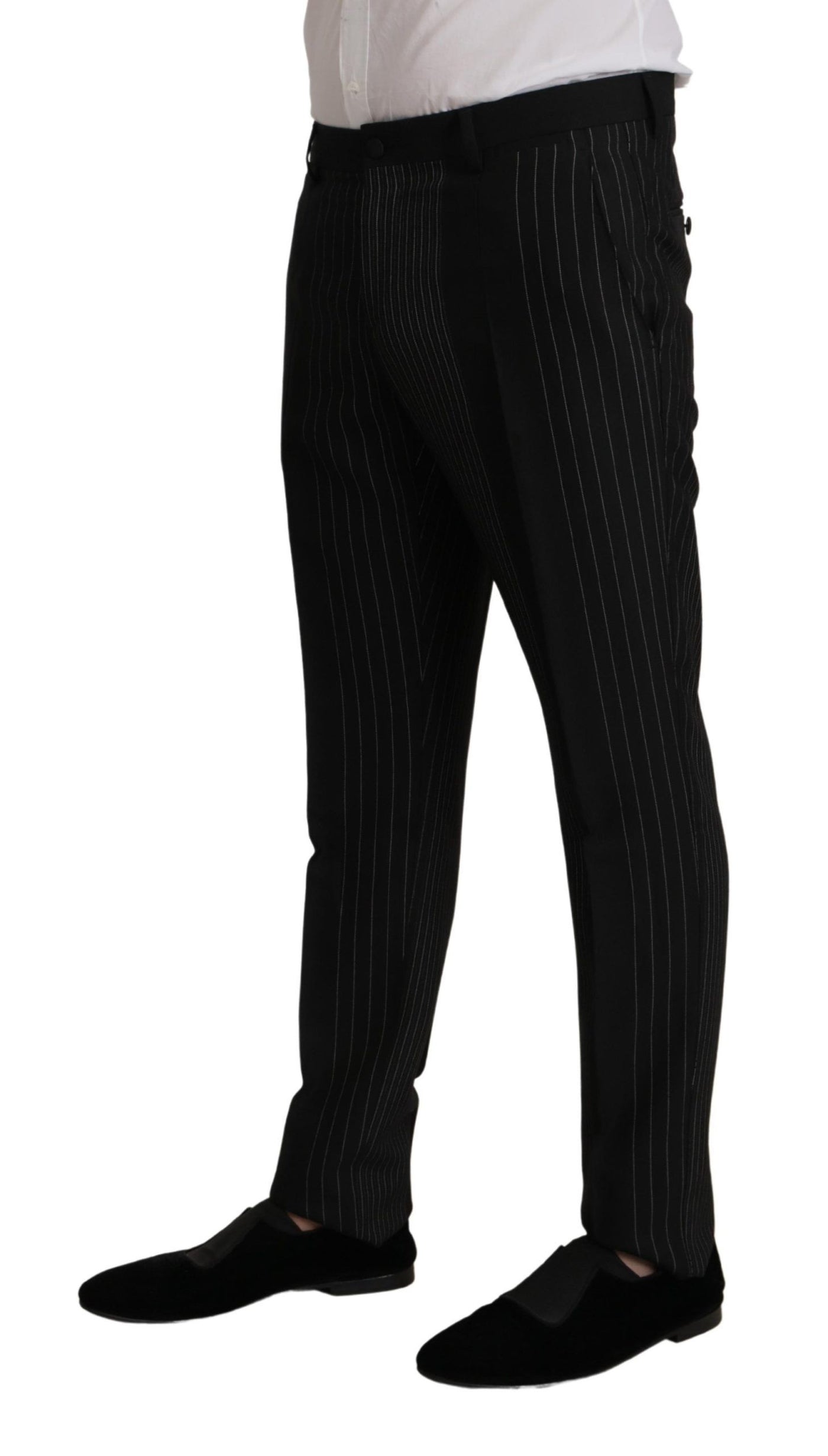 Dolce & Gabbana Schwarz gestreift Rayon Formal 2 Stück Anzug