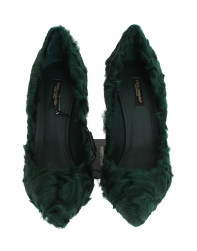 Dolce & Gabbana Grüne Xiangao Lammfell Leder Pumps