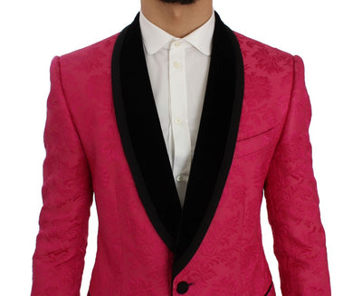 Dolce & Gabbana Rosa Brokatjacke mit Blumenmuster und schmalem Blazer