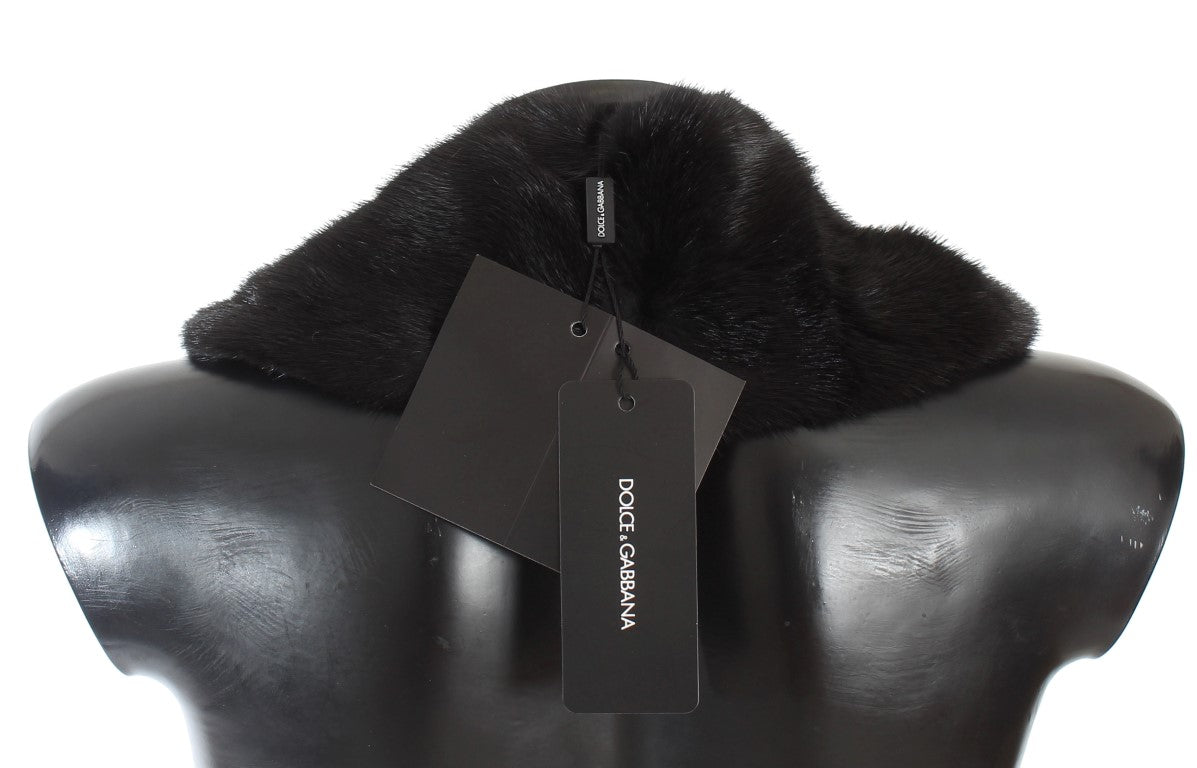 Dolce & Gabbana Schwarzer Nerzpelz-Schulterkragen-Schal