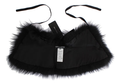Dolce & Gabbana Schwarzer Fuchspelz-Kragenschal