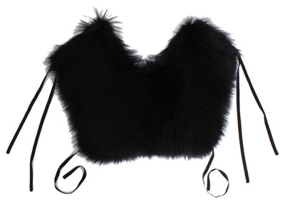 Dolce & Gabbana Schwarzer Fuchs Pelz Schulter Wrap Cover Kragen Schal